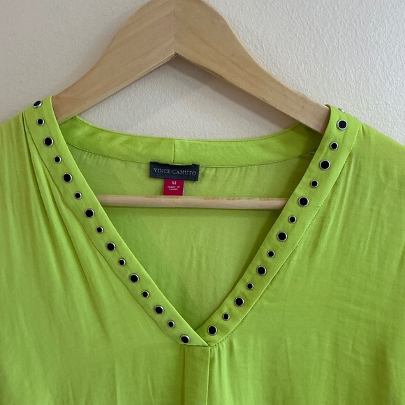 Vince Camuto Lime Studded Top, Size Medium - Picture 3 of 4